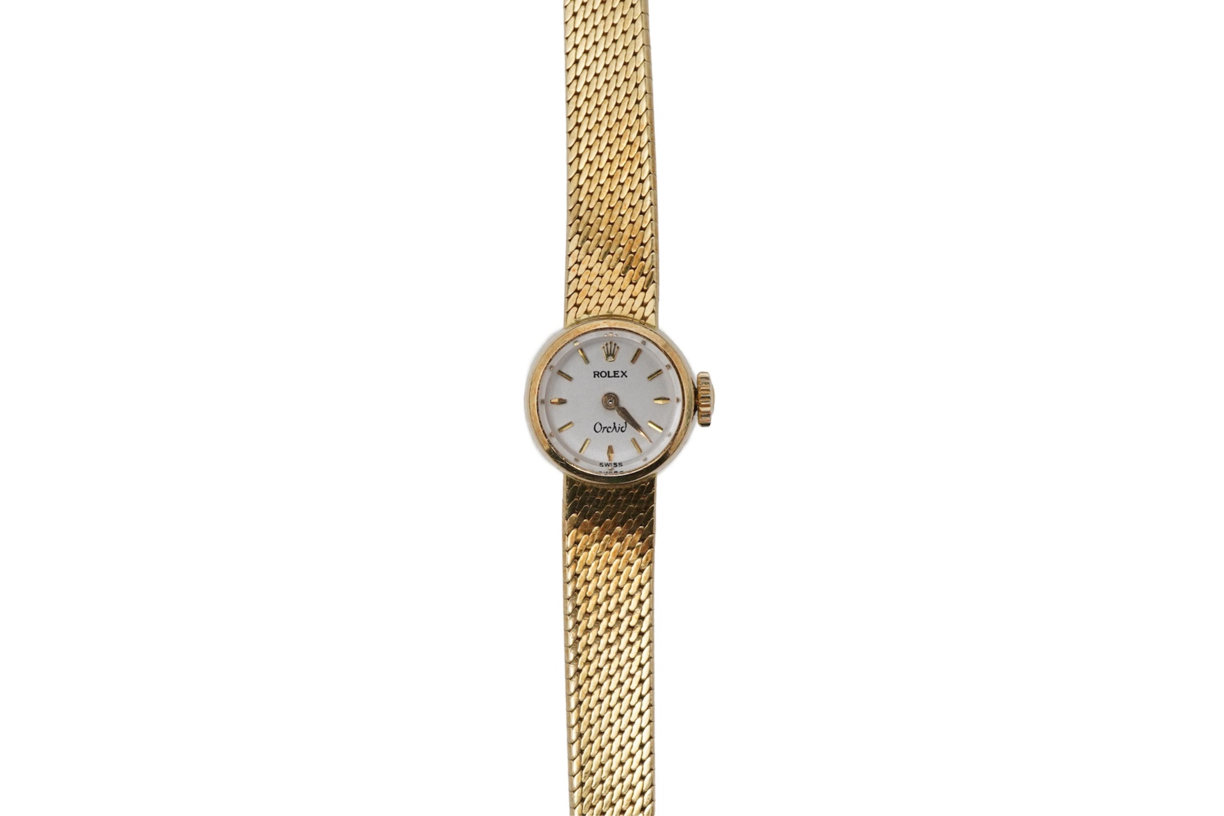 A lady's early 1970's 18ct gold Rolex Orchid manual wind dress wrist watch